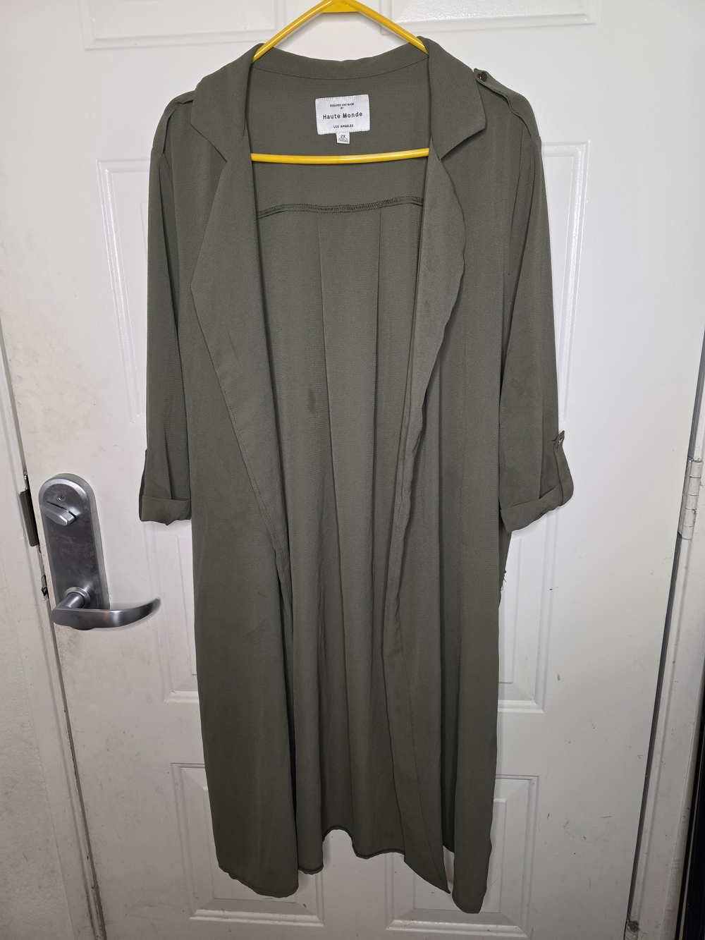 Haute Monde Olive Green Long Duster Size 2X